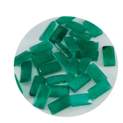Riyogems 1 Stück natürlicher grüner Jaspis, facettiert, 4 x 8 mm, Baguette-Form, ein hochwertiger Edelstein