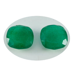 Riyogems 1 Stück natürlicher grüner Jaspis, facettiert, 11 x 11 mm, Kissenform, gut aussehender, hochwertiger loser Edelstein