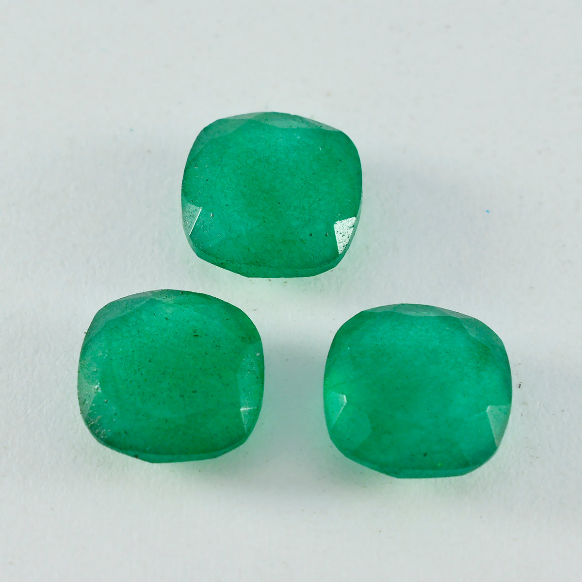 Riyogems 1 pièce véritable jaspe vert à facettes 13x13mm forme de coussin excellente qualité pierre en vrac