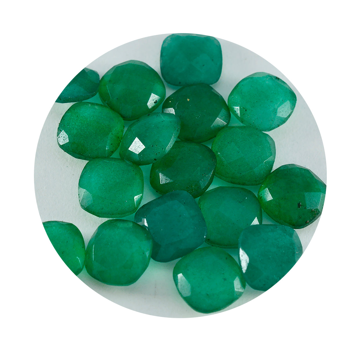Riyogems 1 Stück echter grüner Jaspis, facettiert, 4 x 4 mm, Kissenform, A1-Qualität, lose Edelsteine