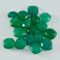 Riyogems 1 Stück echter grüner Jaspis, facettiert, 4 x 4 mm, Kissenform, A1-Qualität, lose Edelsteine