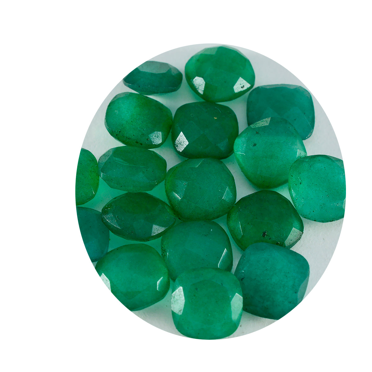 Riyogems 1 pièce jaspe vert naturel à facettes 5x5mm forme de coussin bonne qualité pierre en vrac