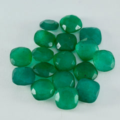 Riyogems 1 pièce jaspe vert naturel à facettes 5x5mm forme de coussin bonne qualité pierre en vrac