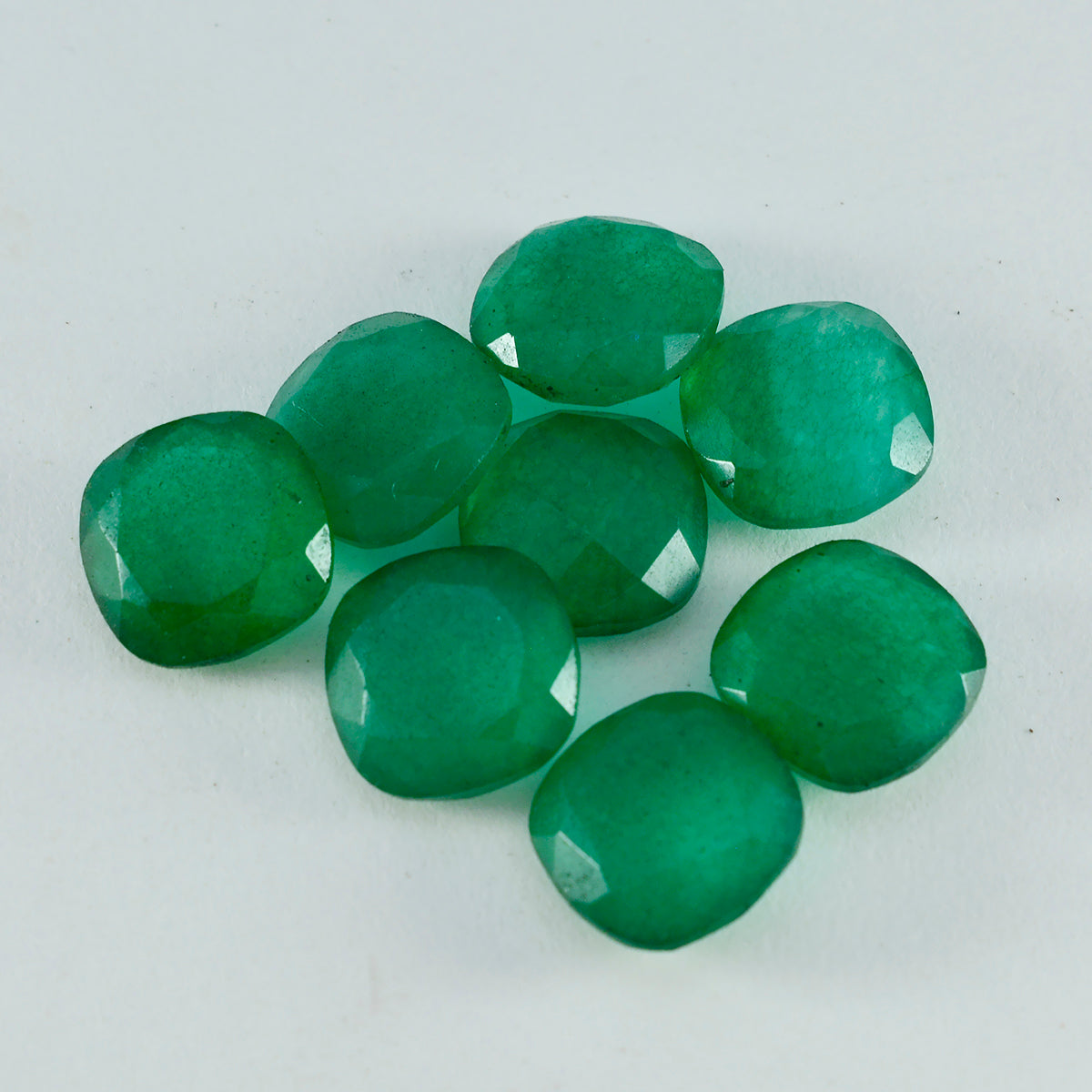 Riyogems 1 pieza jaspe verde auténtico facetado 7x7mm forma de cojín hermosa gema de calidad