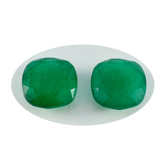 Riyogems 1PC natuurlijke groene jaspis gefacetteerd 8x8 mm kussenvorm aantrekkelijke kwaliteitsedelstenen