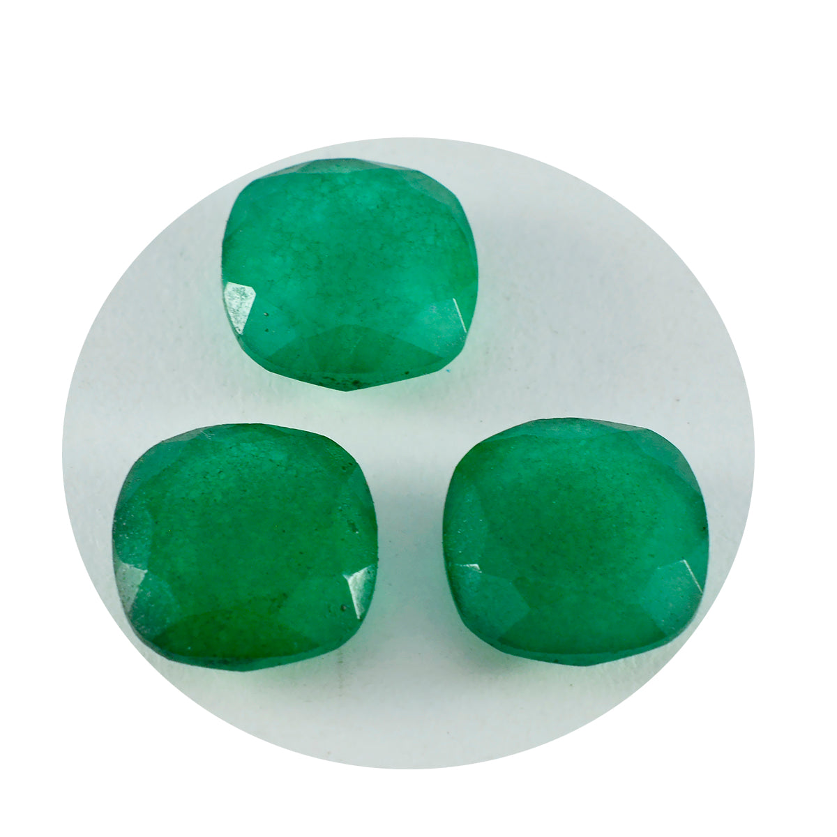 Riyogems 1 pieza de jaspe verde auténtico facetado de 10x10 mm con forma de cojín, piedra preciosa de buena calidad