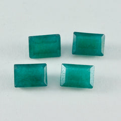 Riyogems 1 Stück echter grüner Jaspis, facettiert, 10 x 14 mm, achteckige Form, süßer, hochwertiger, loser Edelstein