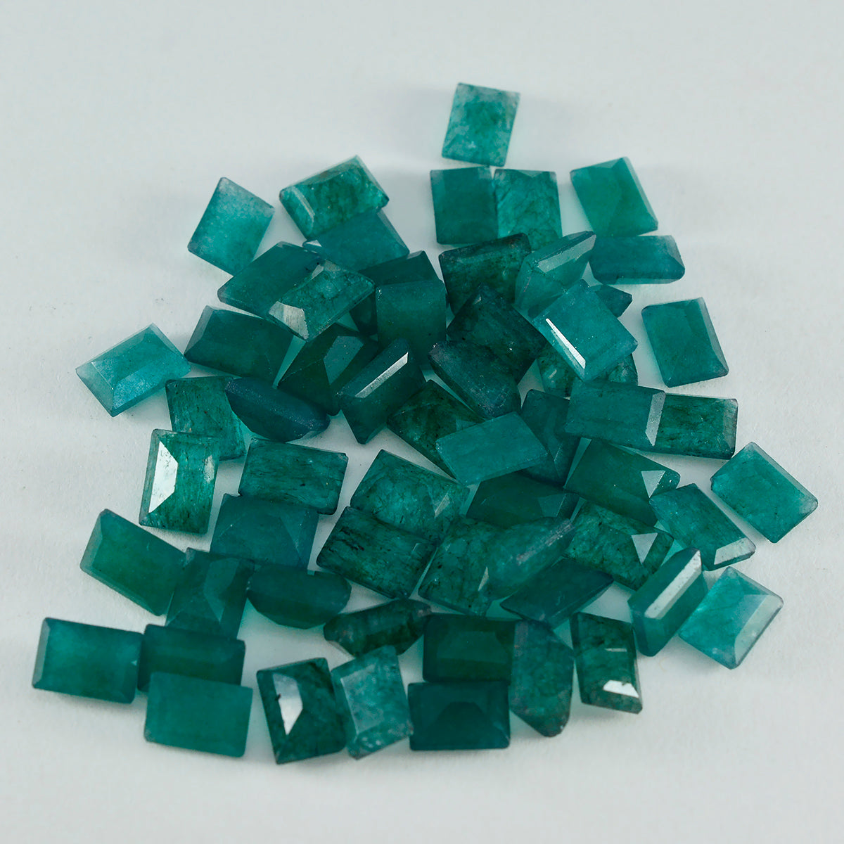 Riyogems 1pc véritable jaspe vert à facettes 5x7mm forme octogonale belles pierres précieuses de qualité