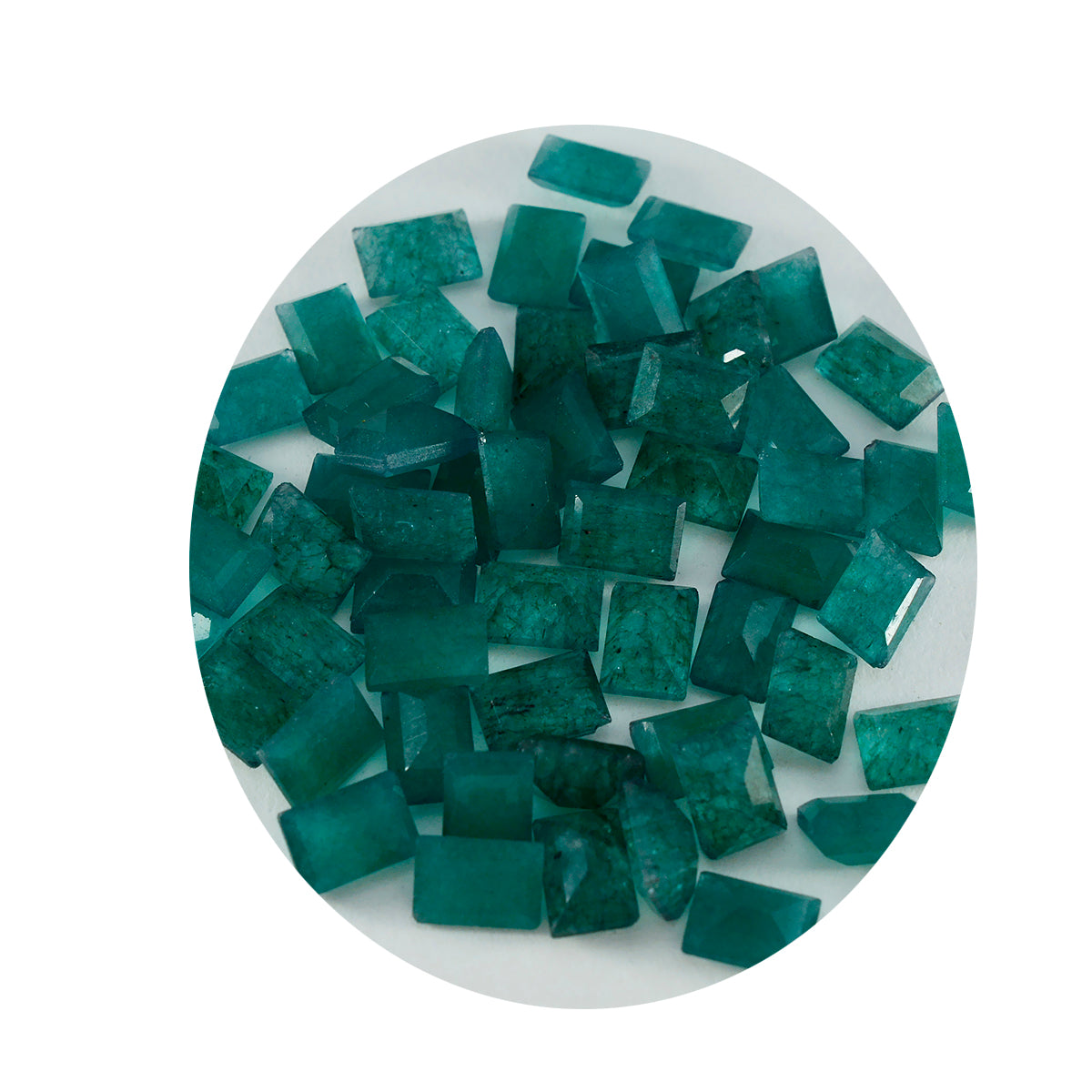 riyogems 1 st naturlig grön jaspis fasetterad 6x8 mm oktagonform stilig kvalitetssten