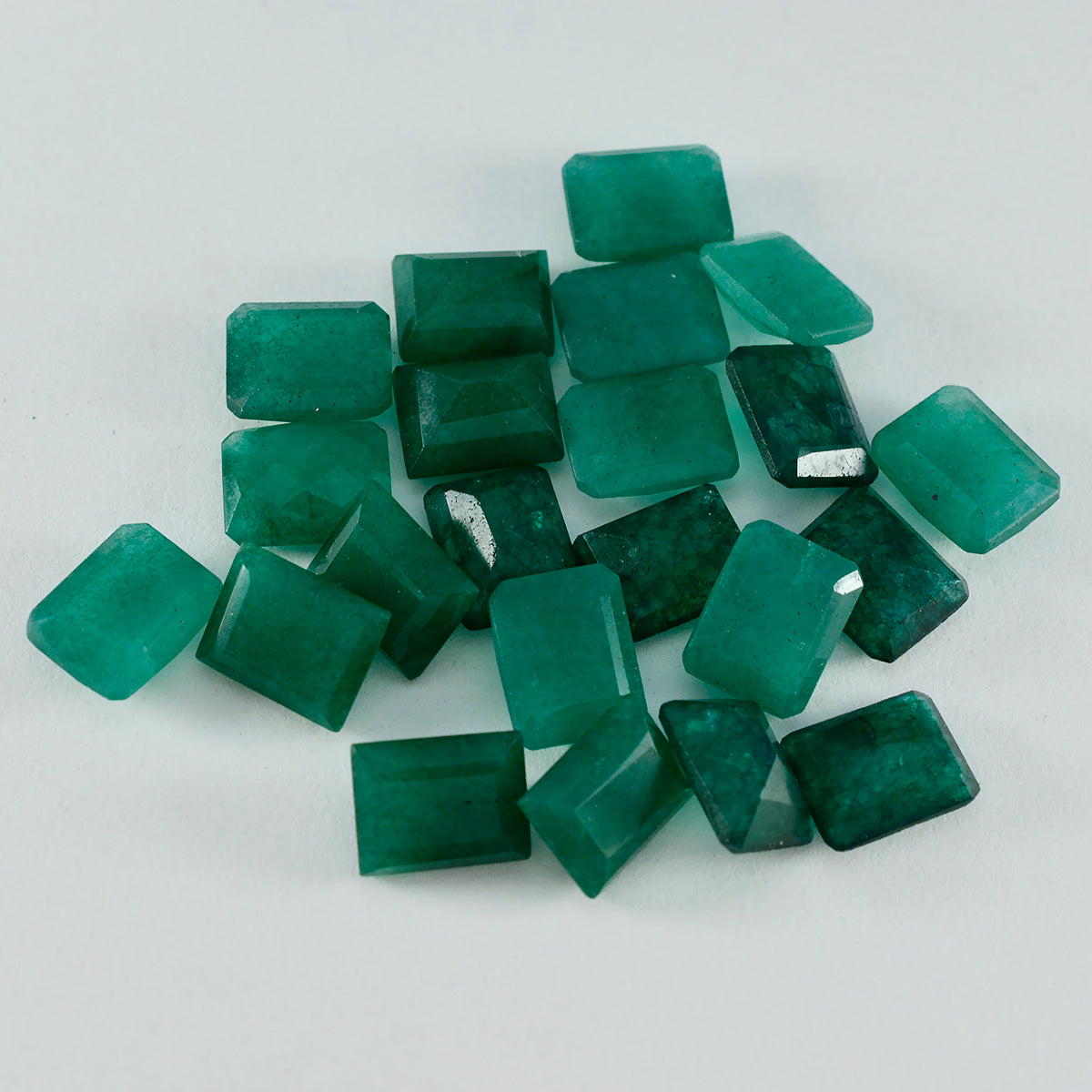 riyogems 1pc 本物のグリーンジャスパー ファセット 8x10 mm 八角形の素晴らしい品質のルース宝石