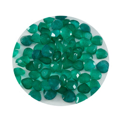 riyogems 1pc リアル グリーン ジャスパー ファセット 7x7 mm ハート形のかわいい品質のルース宝石