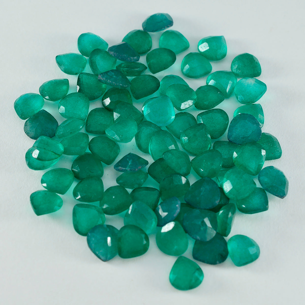 Riyogems 1 pieza jaspe verde auténtico facetado 8x8mm forma de corazón gemas sueltas de calidad