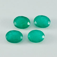 Riyogems 1 Stück echter grüner Jaspis, facettiert, 10 x 14 mm, ovale Form, lose Edelsteine von hervorragender Qualität