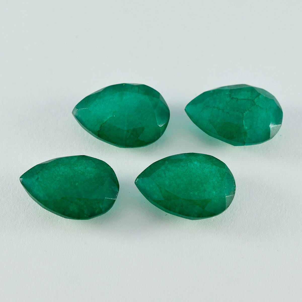 Riyogems 1 pieza jaspe verde auténtico facetado 10x14 mm forma de pera A+1 piedra suelta de calidad