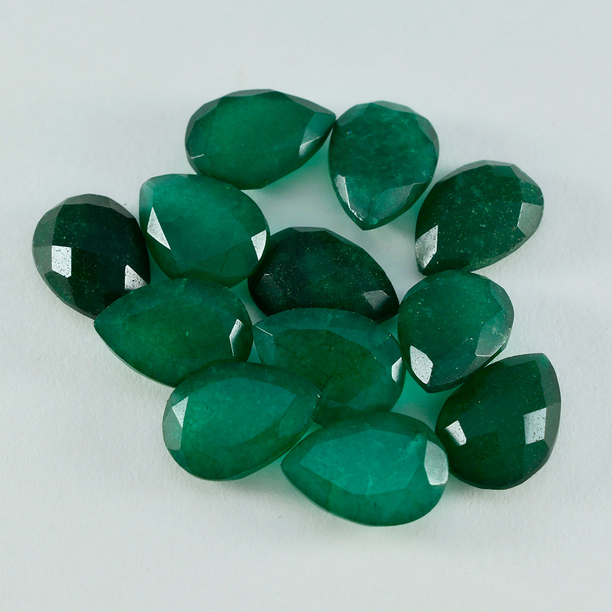 Riyogems 1 pieza jaspe verde auténtico facetado 9x13 mm forma de pera gemas sueltas de calidad A+