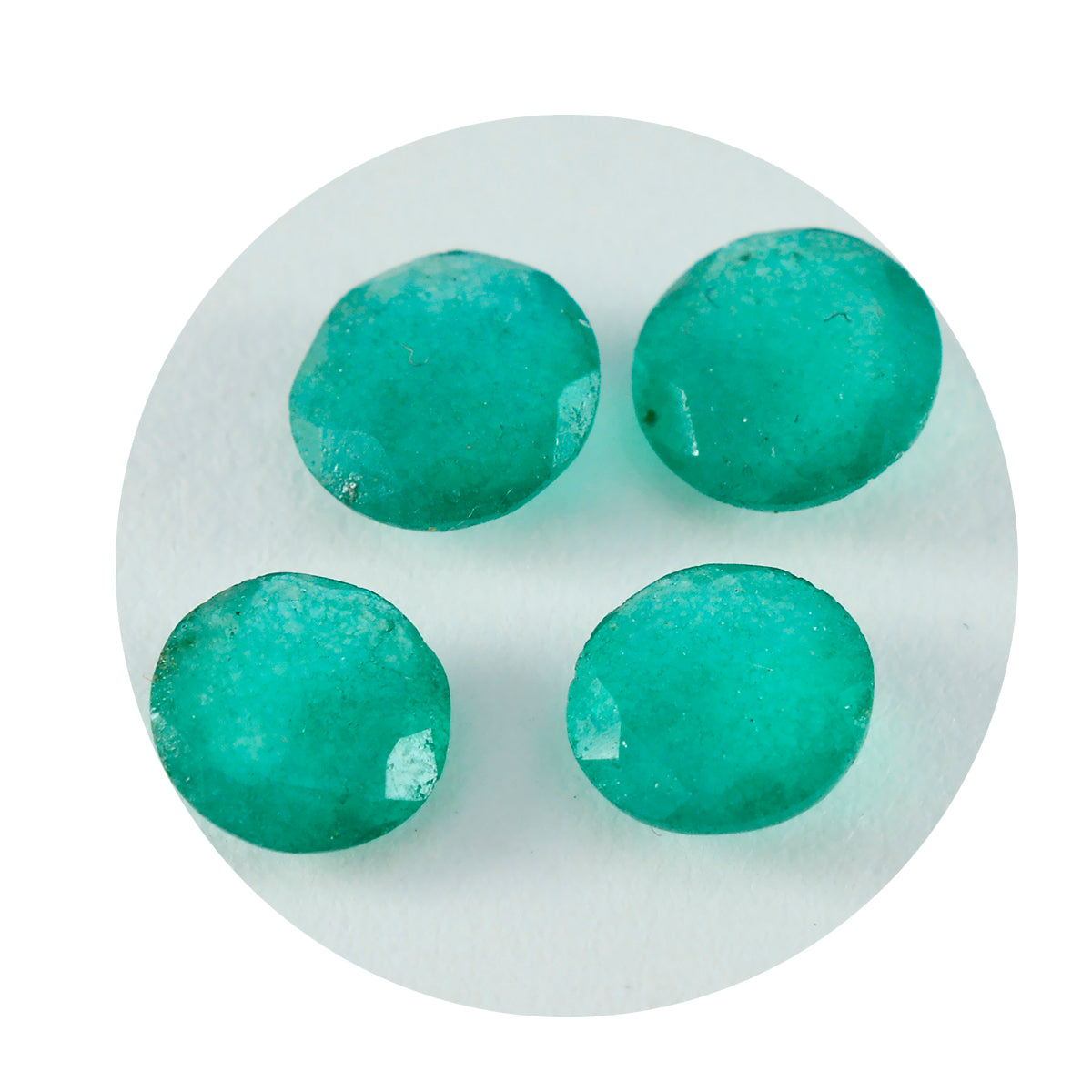 Riyogems 1 Stück natürlicher grüner Jaspis, facettiert, 10 x 10 mm, runde Form, Edelstein von ausgezeichneter Qualität