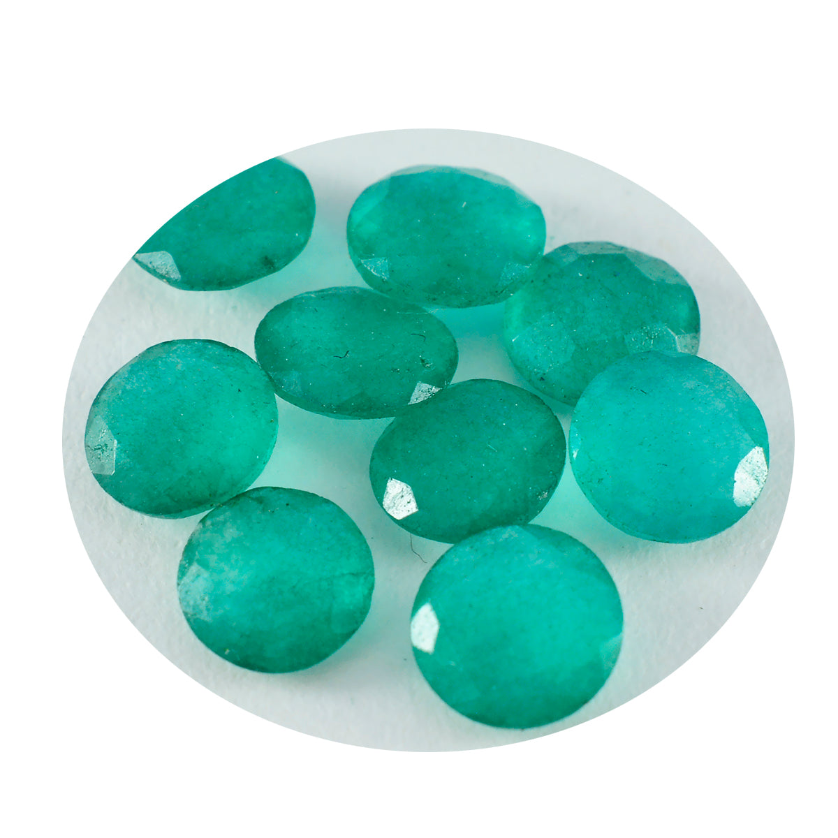 Riyogems 1pc véritable jaspe vert à facettes 9x9mm forme ronde belle qualité pierre précieuse en vrac