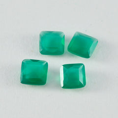 Riyogems 1 Stück echter grüner Jaspis, facettiert, 11 x 11 mm, quadratische Form, süßer, hochwertiger loser Stein