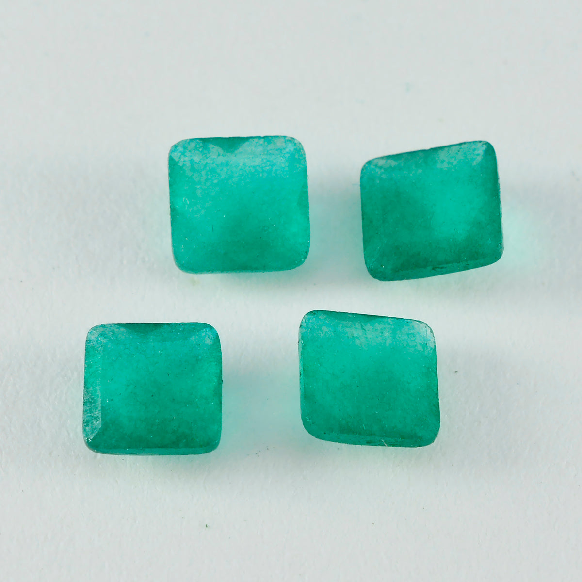 Riyogems 1pc véritable jaspe vert à facettes 14x14mm forme carrée pierres précieuses de qualité aaa