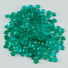 Riyogems 1 Stück natürlicher grüner Jaspis, facettiert, 3 x 3 mm, quadratische Form, fantastischer, hochwertiger loser Stein