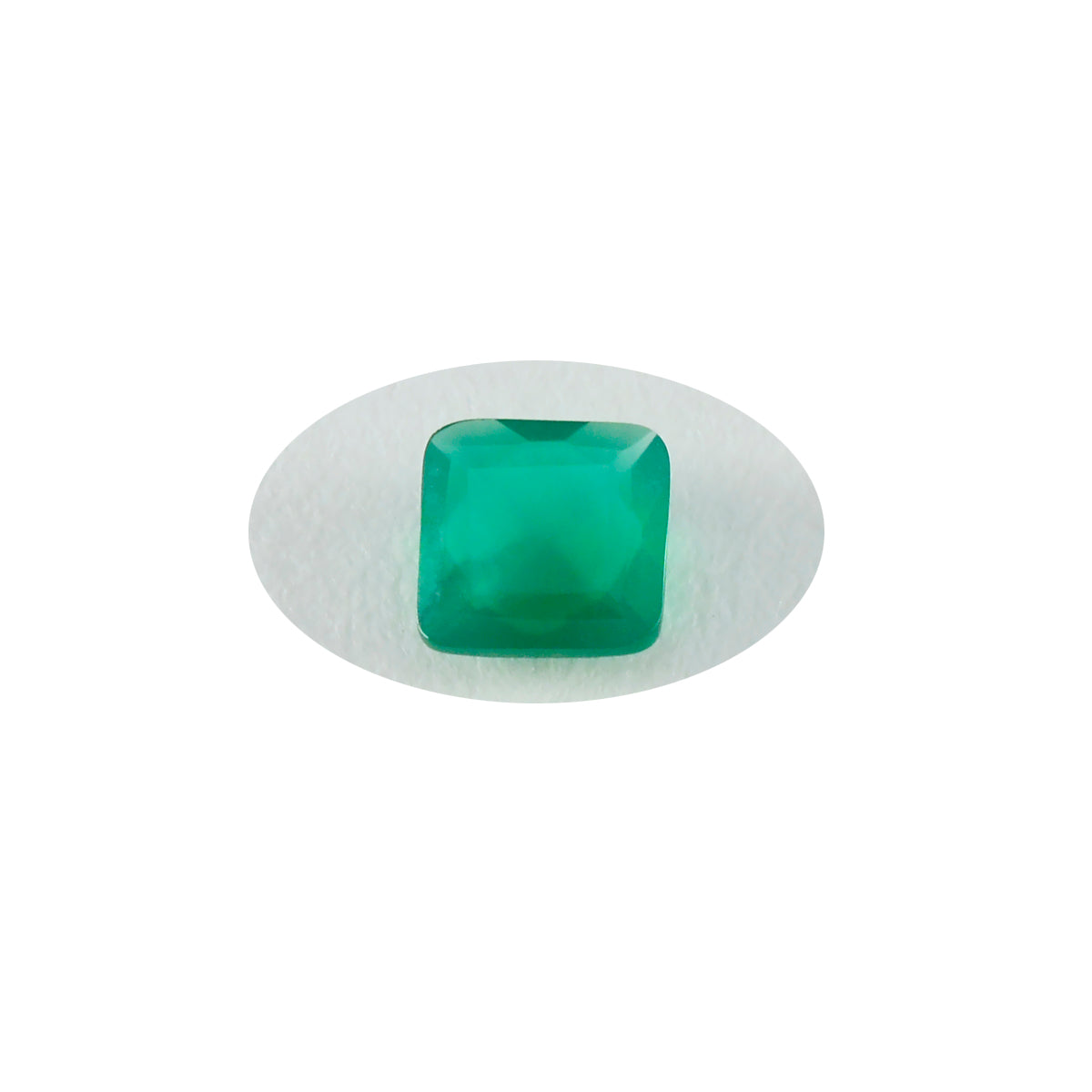 Riyogems 1 Stück echter grüner Jaspis, facettiert, 7 x 7 mm, quadratische Form, Stein von hervorragender Qualität