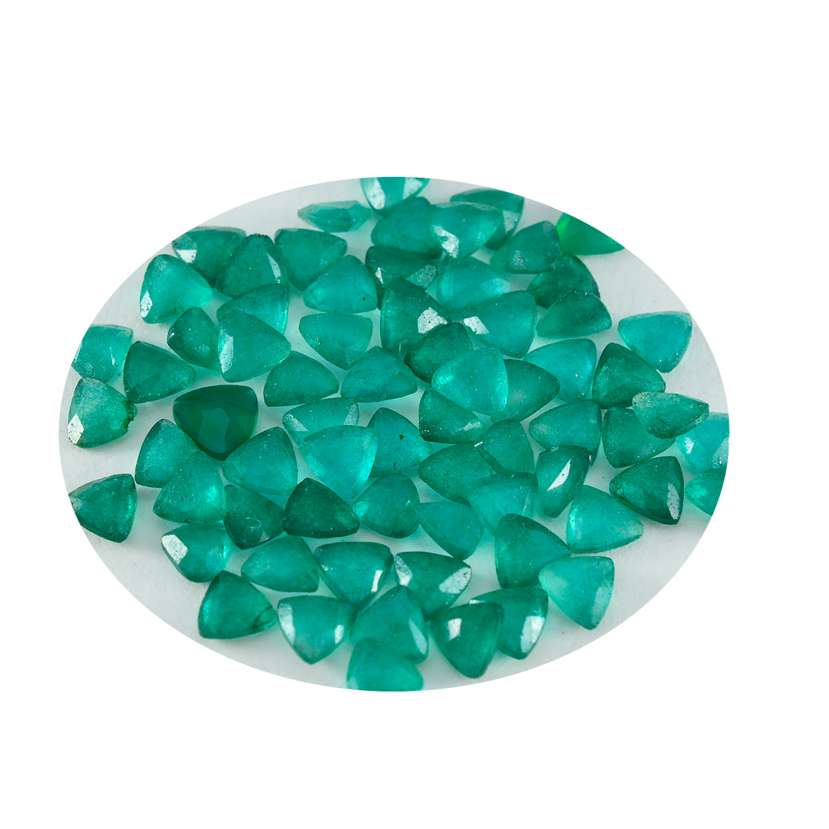 Riyogems 1PC Real Green Jasper Faceted 5x5 mm Trillion Shape A+1 Quality Gemstone