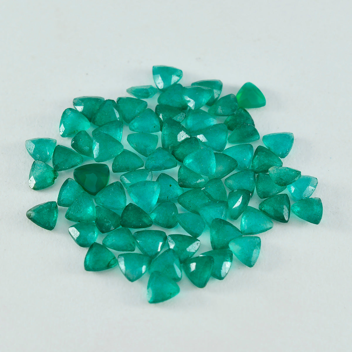 Riyogems 1PC Real Green Jasper Faceted 5x5 mm Trillion Shape A+1 Quality Gemstone