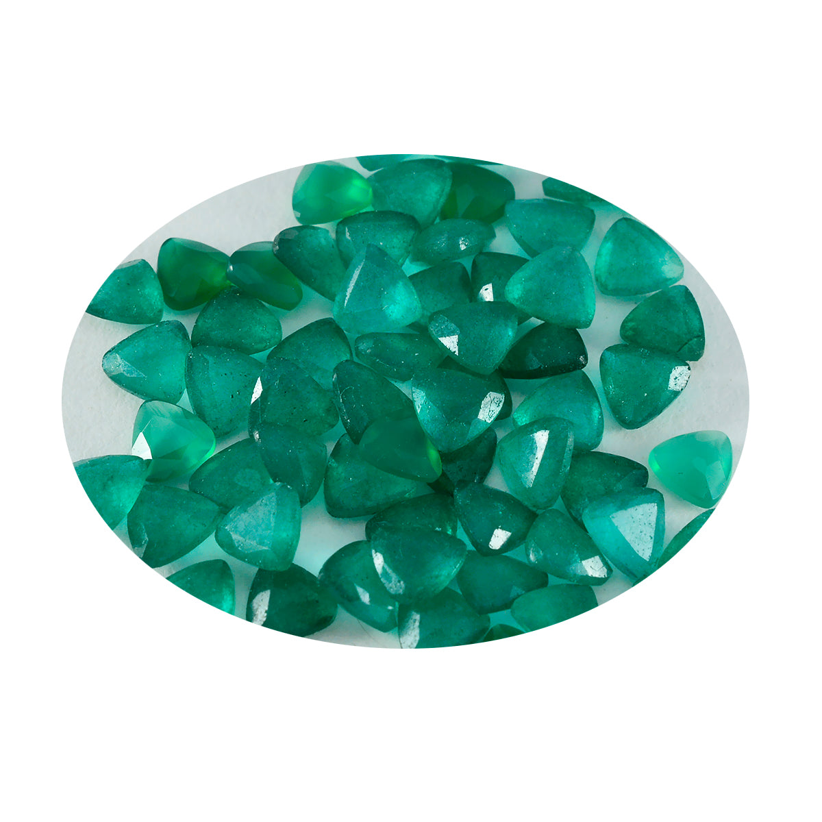 Riyogems 1pc jaspe vert naturel à facettes 7x7mm forme trillion bonne qualité pierres précieuses en vrac
