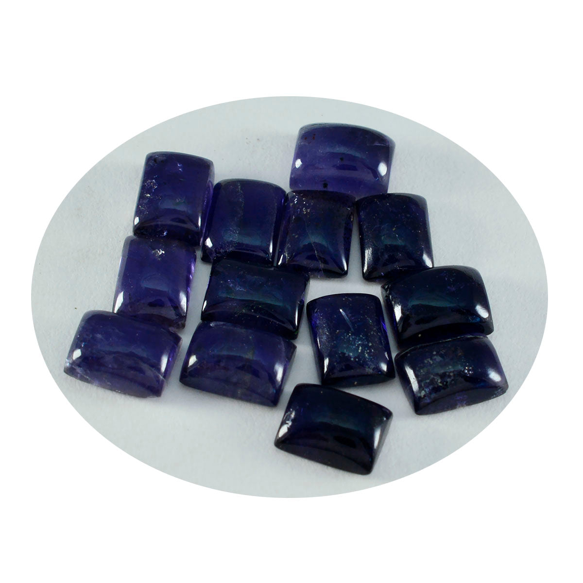 riyogems 1pc blue iolite cabochon 6x8 mm octagon shape aa quality loose gems