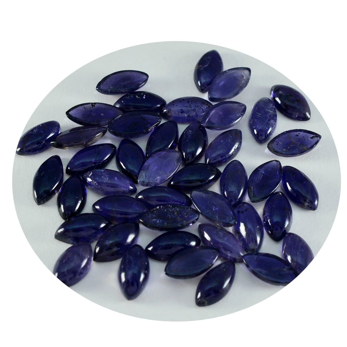 Riyogems 1 pc cabochon iolite bleu 4x8 mm forme marquise pierre de bonne qualité