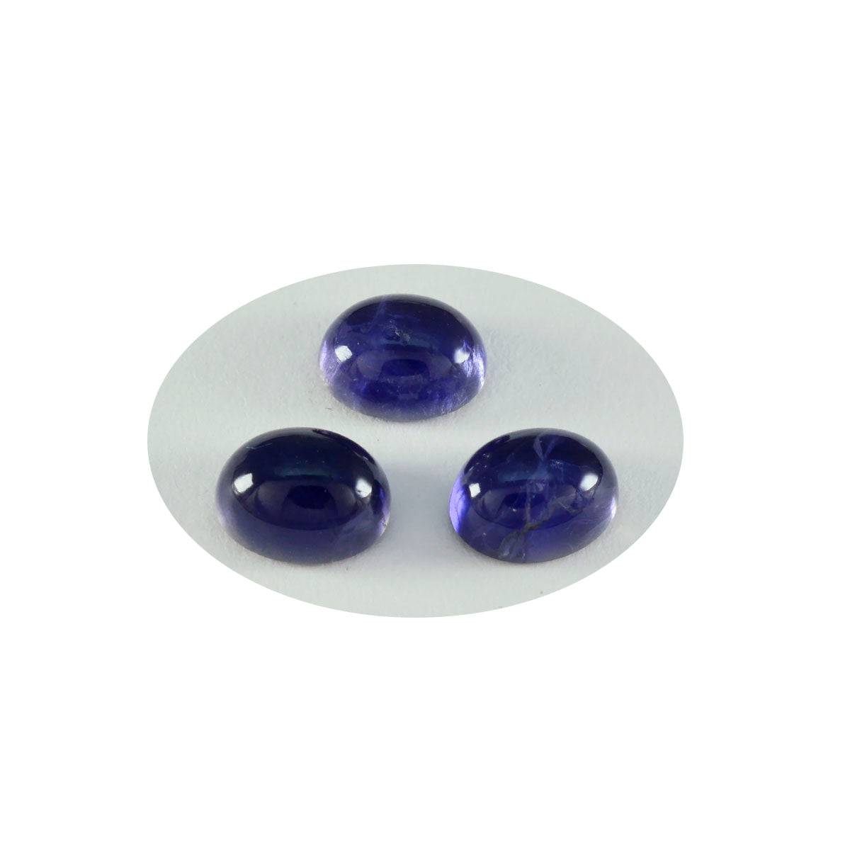 Riyogems 1 Stück blauer Iolith-Cabochon, 10 x 12 mm, ovale Form, hübscher, hochwertiger loser Stein