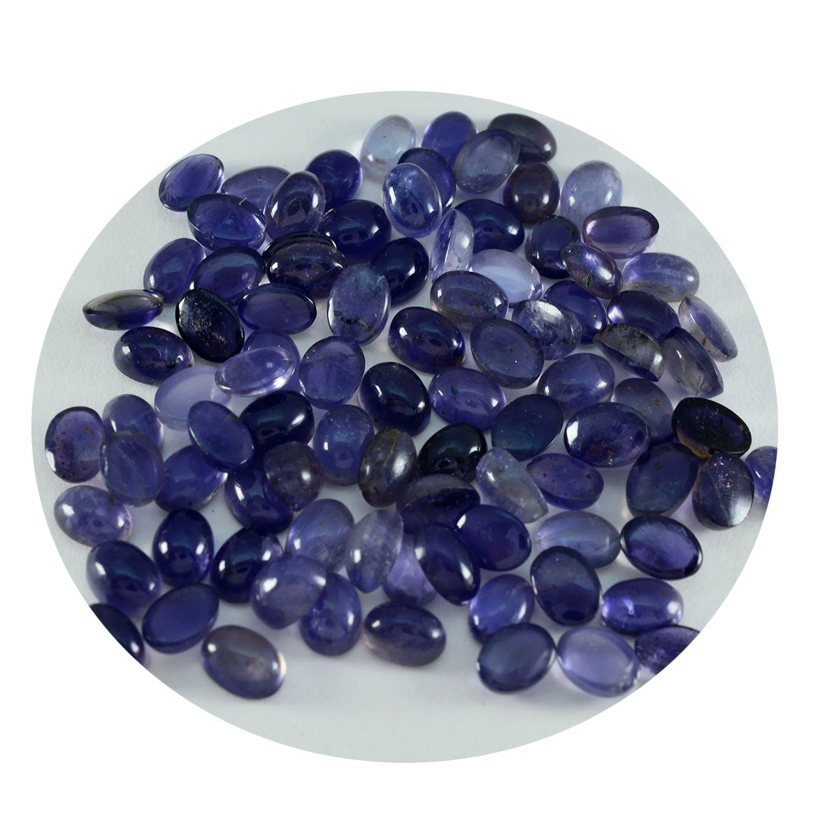 Riyogems 1 Stück blauer Iolith-Cabochon, 3 x 5 mm, ovale Form, hübscher, hochwertiger, loser Edelstein