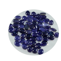Riyogems 1 Stück blauer Iolith-Cabochon, 4 x 6 mm, ovale Form, gut aussehender Qualitäts-Edelstein