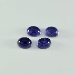 Riyogems, 1 pieza, cabujón de iolita azul, 8x10mm, forma ovalada, gema suelta de calidad asombrosa