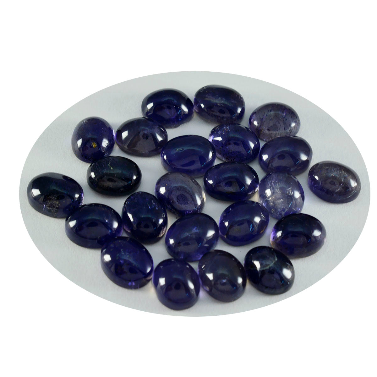 Riyogems 1 Stück blauer Iolith-Cabochon, 9 x 11 mm, ovale Form, schöne, hochwertige lose Edelsteine