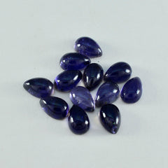 Riyogems 1PC Blue Iolite Cabochon 4x6 mm Pear Shape startling Quality Gems