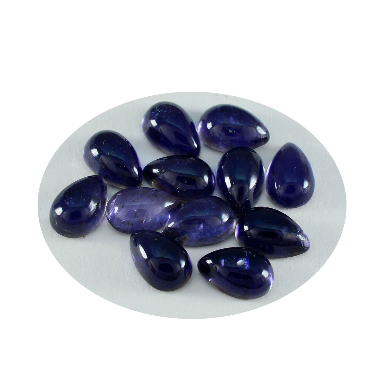 riyogems 1 st blå iolit cabochon 5x7 mm päronform underbar kvalitetssten