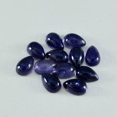 Riyogems 1 pc cabochon iolite bleu 5x7 mm forme de poire pierre de merveilleuse qualité