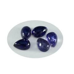 riyogems 1pc ブルー アイオライト カボション 7x10 mm ペアシェイプの素晴らしい品質のルース宝石