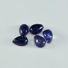 riyogems 1 st blå iolit cabochon 7x10 mm päronform lös pärla av suverän kvalitet