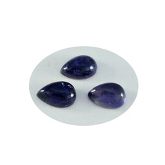 Riyogems 1 pieza cabujón de iolita azul 8x12 mm forma de pera gemas sueltas de calidad increíble