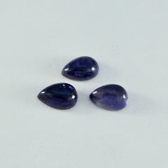 Riyogems 1PC Blue Iolite Cabochon 8x12 mm Pear Shape awesome Quality Loose Gems
