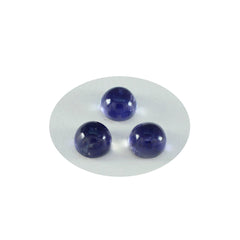 Riyogems 1PC Blue Iolite Cabochon 10x10 mm Round Shape Good Quality Loose Gemstone