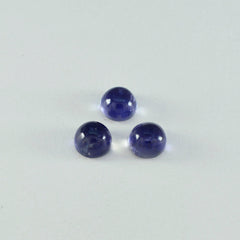 Riyogems 1 pc cabochon iolite bleu 10x10 mm forme ronde bonne qualité pierre précieuse en vrac