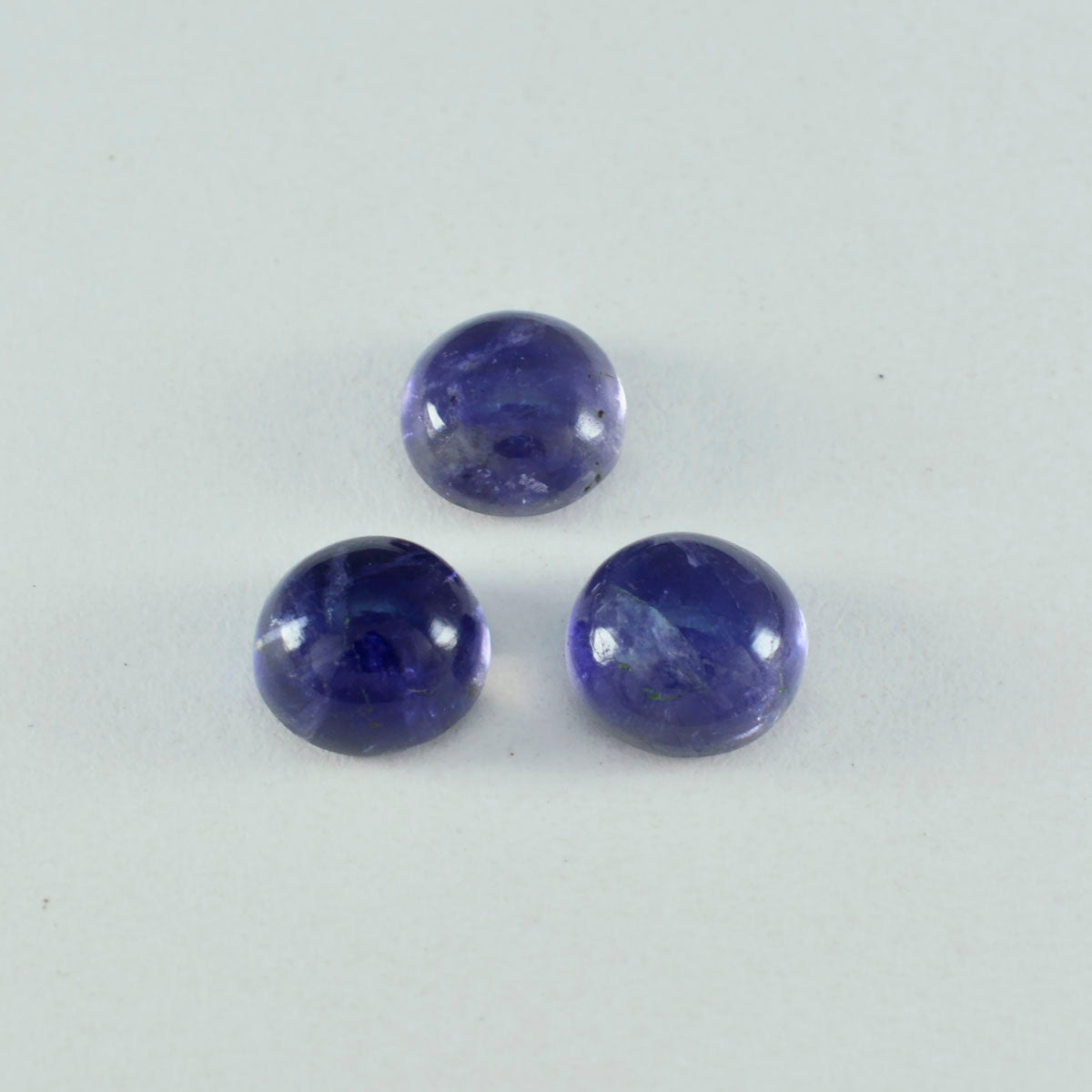 Riyogems 1 Stück blauer Iolith-Cabochon, 12 x 12 mm, runde Form, wunderschöne Qualitätsedelsteine