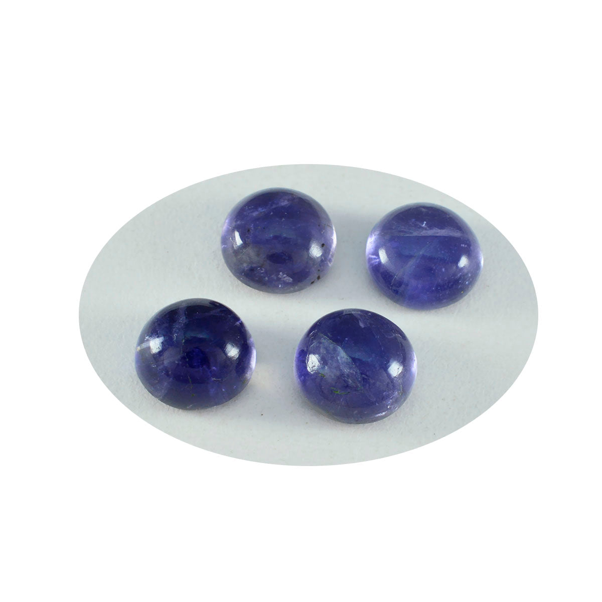 Riyogems 1pc cabochon iolite bleu 13x13 mm forme ronde pierre de qualité attrayante
