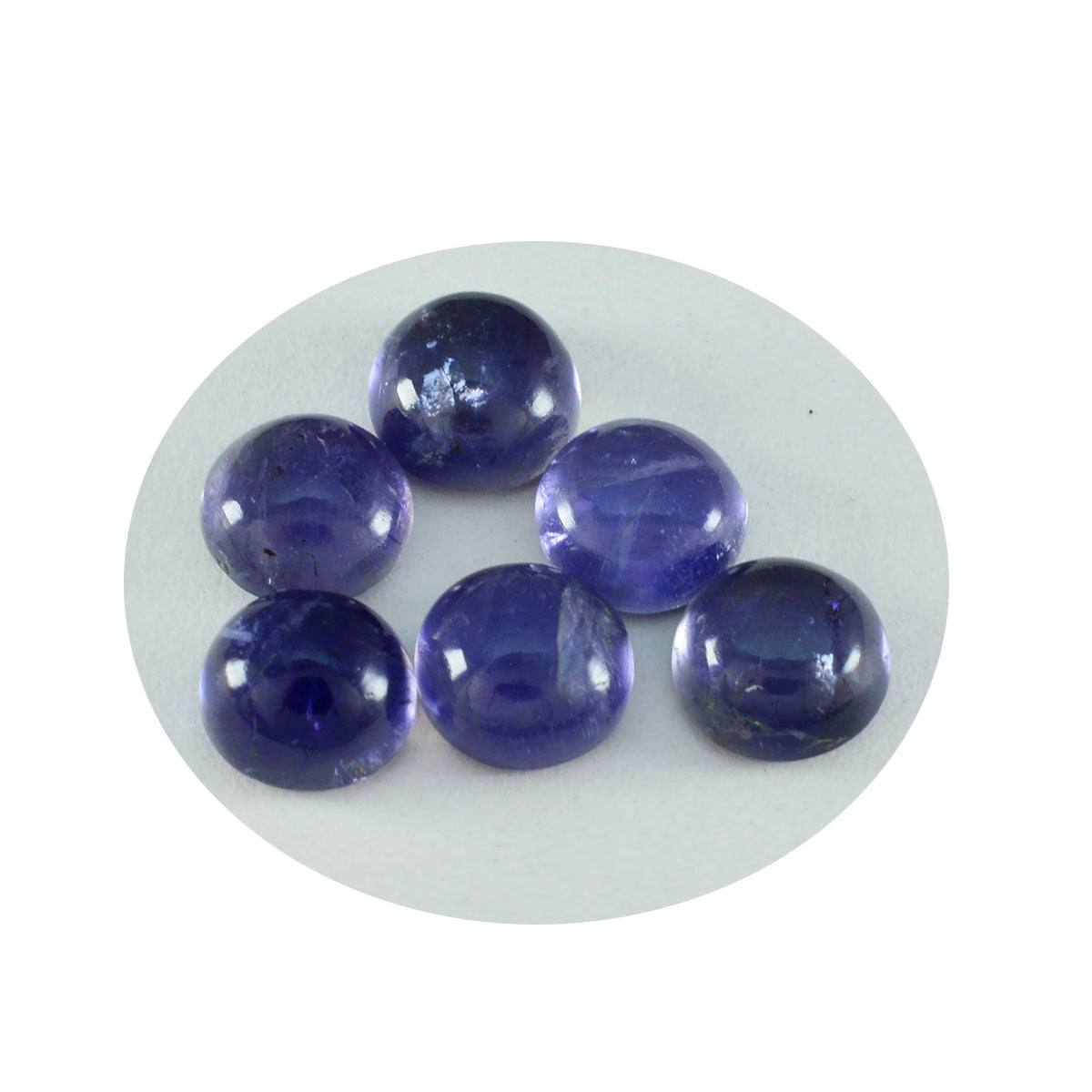 riyogems 1pc ブルーアイオライト カボション 14x14 mm ラウンド形状のかなり品質の宝石