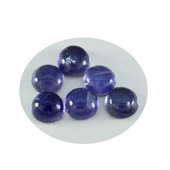 riyogems 1pc cabochon iolite bleu 14x14 mm forme ronde jolie pierre précieuse de qualité