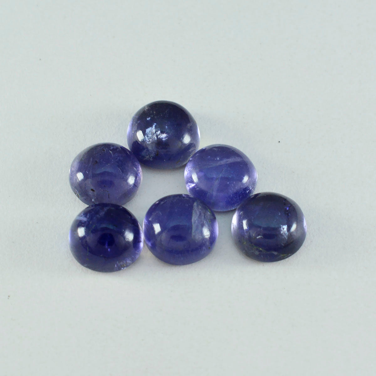 riyogems 1pc ブルーアイオライト カボション 14x14 mm ラウンド形状のかなり品質の宝石