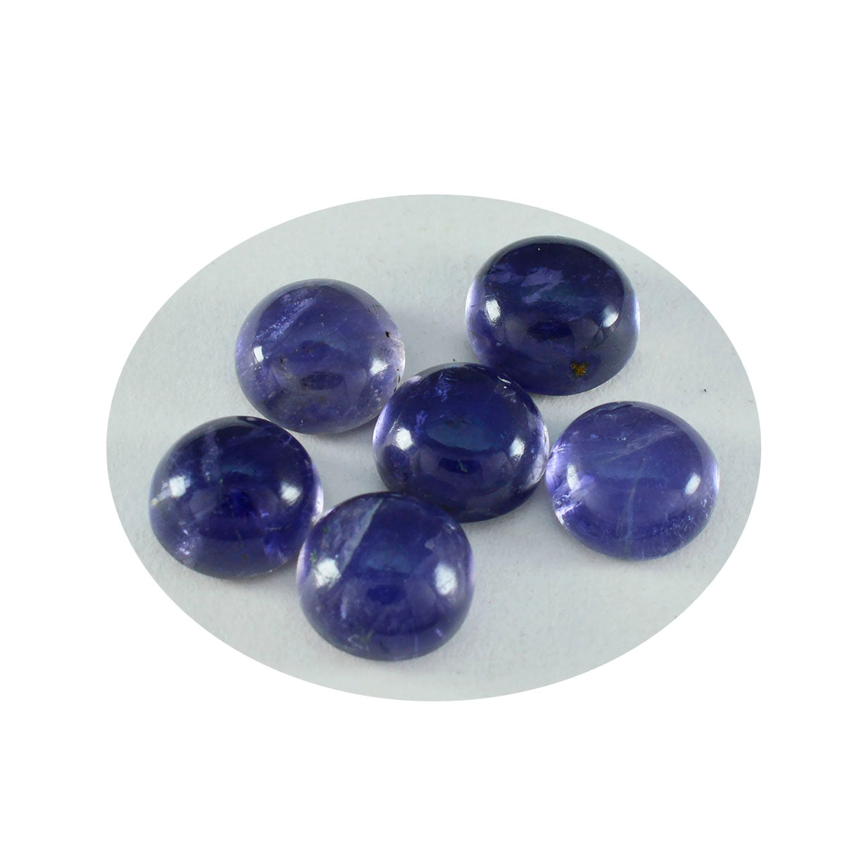 riyogems 1pc ブルー アイオライト カボション 15x15 mm ラウンド形状ハンサム品質ルース宝石
